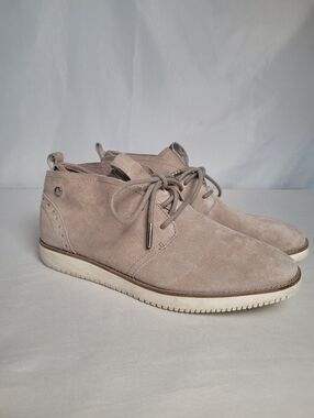 Hush Puppies Women's Suede Sand Taupe Laced Chukka Boots Sock Lined Size 8.5